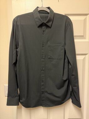lululemon athletica Men's Long-Sleeve Button-Down Shirt in Dark Gray